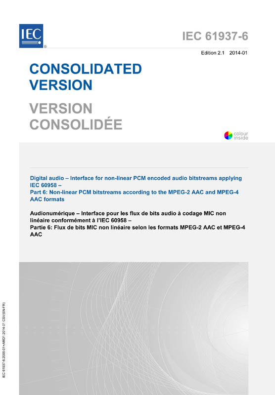 Cover IEC 61937-6:2006+AMD1:2014 CSV (Consolidated Version)